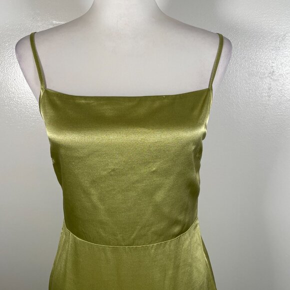 Samsoe Samsoe Slip Dress Womens S Lime Green Satin Smocked Back Adjustable Strap - Picture 3 of 16